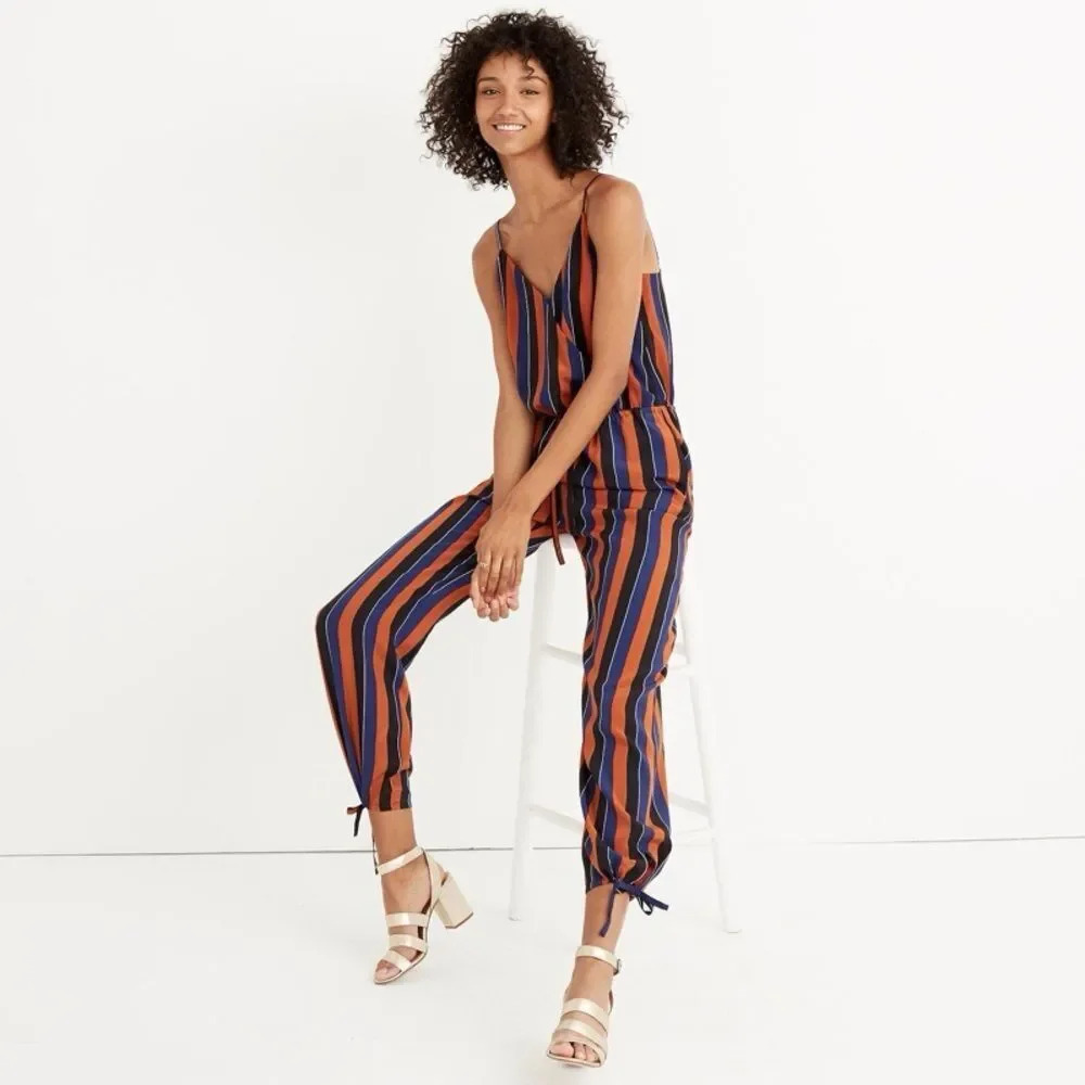 Madewell x no.6 silk playa cami jumpsuit multi-stripe